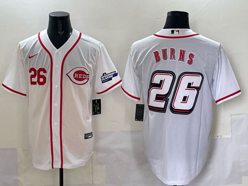 Men 2025 Cincinnati Reds #26 Burns White Nike MLB Jersey style 01->cincinnati reds->MLB Jersey